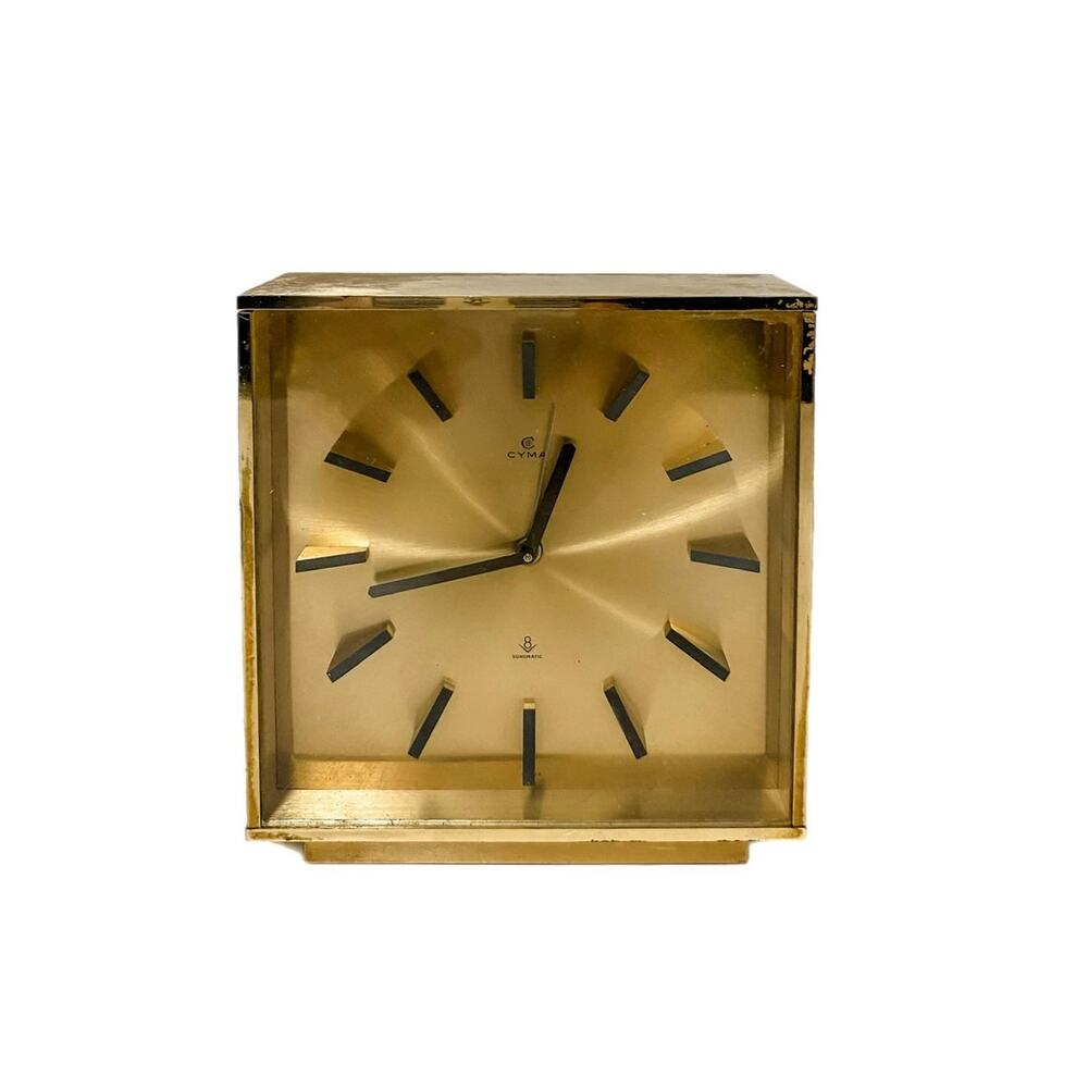 Vintage Cyma Amic Sonomatic Swiss Lever 16 Jewels Brass Alarm Clock